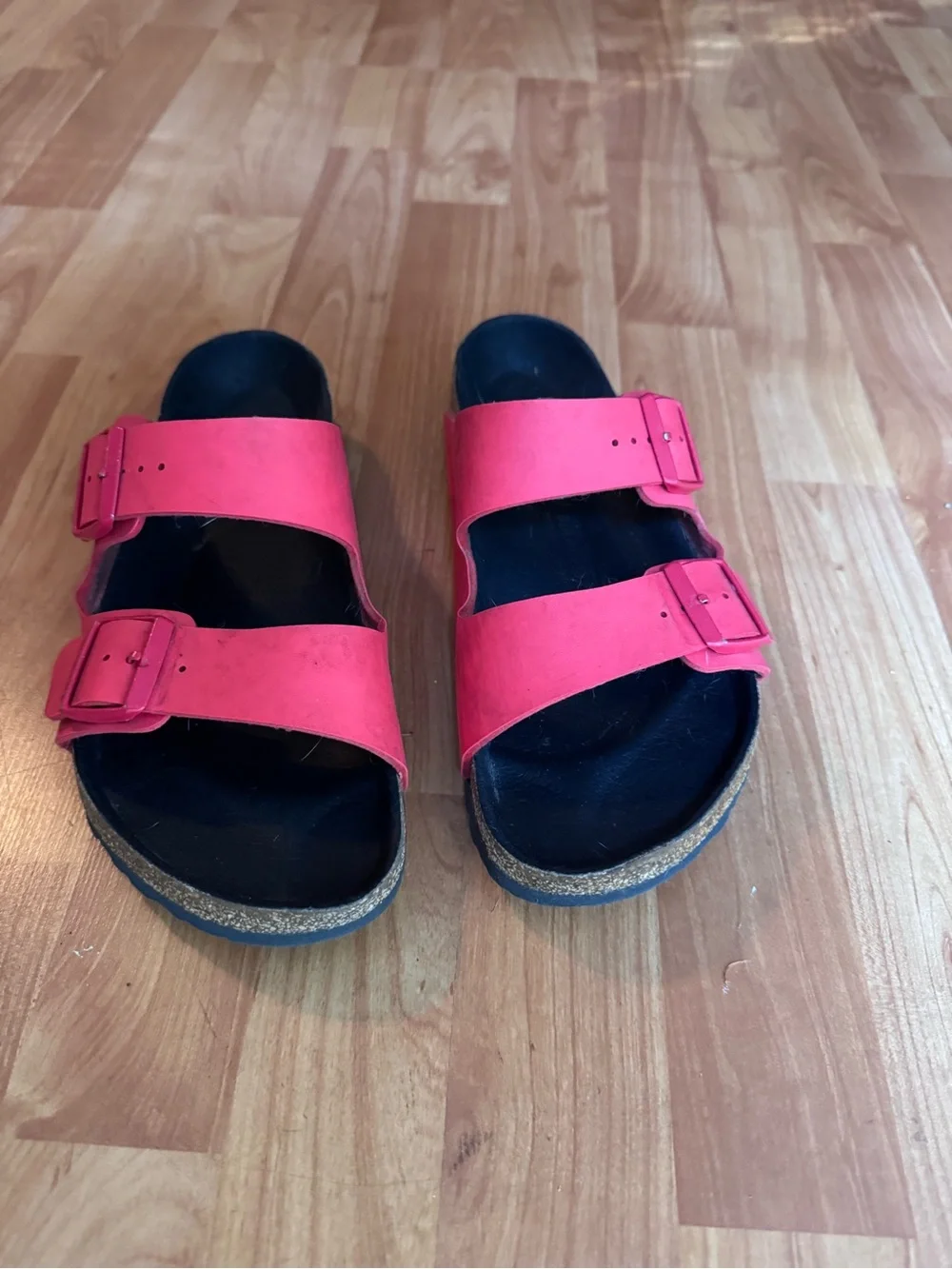 Birkenstock Men’s Double-Buckle Red Slide Sandals